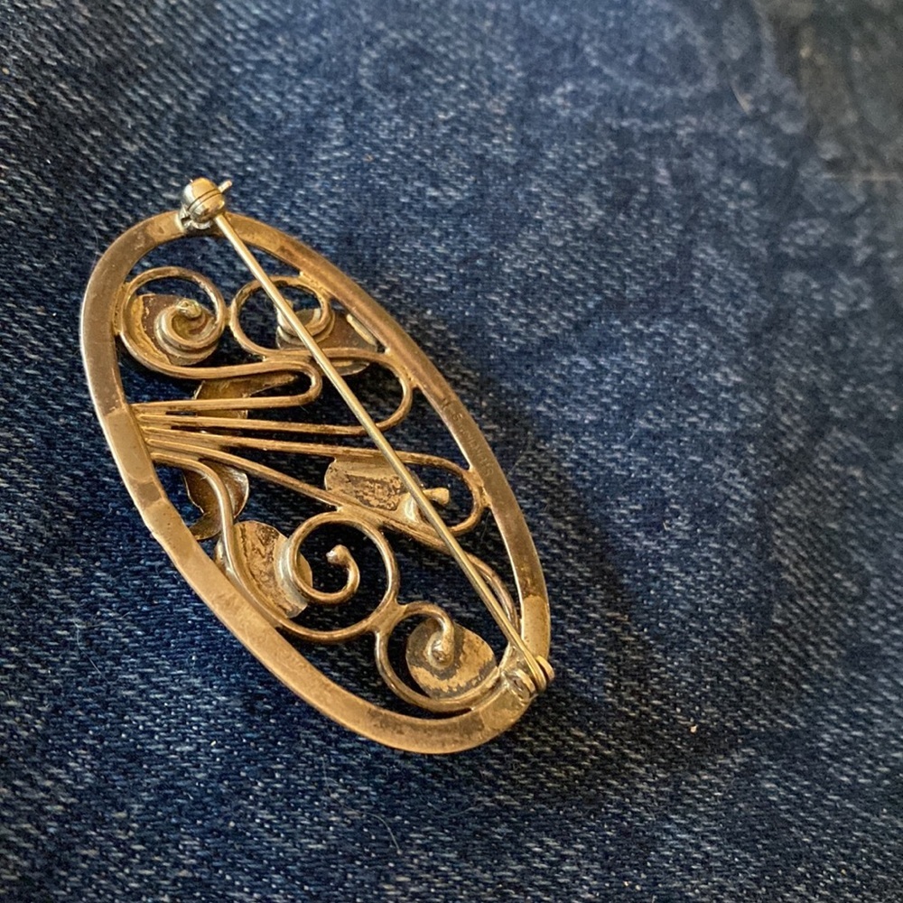 - Lapis Brooch marked 925 Sterling Silver - Picture 4 of 4
